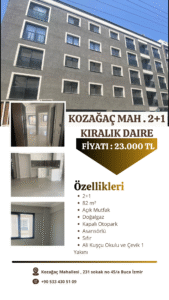 Bedroom Apartment for Sale in Buca Kozağaç Neighborhood
